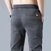 Primavera verano delgado Lyocell Mens Pantalones informales delgados Cintura recta Soft acogedora de moda coreana Negocios Black Gray 240429