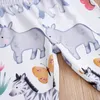 Kledingsets lente en herfstjongens meisjes schattige cartoon dierenprint lange mouwen babydriehoek bodysuit tweedelig broek set