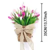 Fleurs décoratives artificielles tulip de printemps couronne de porte d'entrée panier de suspension pour la cour