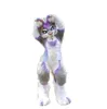 2024 Performance Grey Hukdog Fursuit Mascot Dresses Fancy Dress For Men Women Halloween Outdoor Ditit Suit de traje de traje para trajes de publicidade