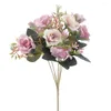 Kwiaty dekoracyjne jesień sztuczna różowa jedwabna panna młoda bukiet fałszywy kwiatowy ogród imprez