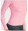 Chemises actives Lulogo Femmes Ribbed Sports T-shirt à manches longues Tout ce qu'il faut de la chemise élastique respirante séchage rapide Running Fitness