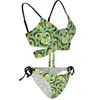 Women's Swimwear Cute Kawaii Avocado Bikini Swimsuit Fruit Print Sexy Push Up Fantasy Bikinis Set Female Swim Bath High Cut Beach Wear