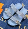 Bom Dia Echter Leder Sandalen Slipper Casual Schuh Sommer Beach Sandale Gladiator Mules Haspe New Womans Herren Flat Sluxury Designer Sliders Sandale 01