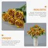 Dekoratif Çiçekler Gül Altın Çiçek Dekoru Yapay Güller Kökeli İpek Yemek Masası Merkez Parçası