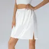 Lässige Kleider Frauen halbe Ausrutscher unter Kleid Spitze Saum elastische Taille Petticoat Unterrocks Knie Länge Midi Rock Strecke für