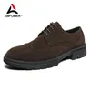 Classic Dress Mens Frosted Suede Derby Leather Shoes Brogue Round Toe Lace-up Casual Man Footwear Male shoes 240422