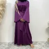 Ethnische Kleidung Eid Mubarek Abaya Dubai Türkei Satin Kaftan Hijab Muslim Kleid für Frauen Oman Vestidos Islamic Ramadan Robe Party Kleid