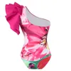 Impressão floral de roupas de banho feminina One peça maiô e saia para mulheres Monokini ombro 3d Flower Beach Bathing Suiting