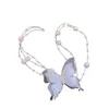 Naszyjniki wiszące motyl Pearl Ribbon Naszyjnik dla kobiet prezenty biżuterii