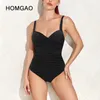 Women's Swimwear HOMGAO Black Push Up Swimsuit Woman Sexy Tummy Control One Piece Bathing Suits Plus Size Slimming Beach Monokini