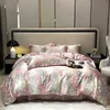 Bedding de seda natural Conjunto de cetim de cetim de seda alta Single Double Queen Size Printing Duvet Luxury 240415