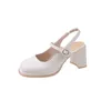 Dress Shoes French Retro Mary Jane Women 2024 Spring Elegant Square Toe A Word Strap Small Leather Temperament High Heels