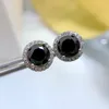 Gestüt Ohrringe Panyssen 925 Sterling Silver 1CT Runde erzeugt Obsidian Black Edelstein für Frauen Vintage Fine Schmuck Großhandel Großhandel