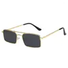 Sonnenbrille Kleine Metallrechteck Frauen 2024 Qualität schmaler quadratische Goldtöne Frauen Brillen UV400