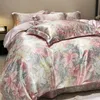 Bedding de seda natural Conjunto de cetim de cetim de seda alta Single Double Queen Size Printing Duvet Luxury 240415