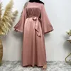 Ethnische Kleidung Eid Mubarek Abaya Dubai Türkei Satin Kaftan Hijab Muslim Kleid für Frauen Oman Vestidos Islamic Ramadan Robe Party Kleid