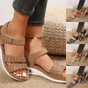 Sandals Tendance de mode pour femmes Anti-slip usure confortable Couleur assortie semelle pure kaki shoelace plat zapatos de mujer
