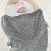 Dekens dikke vaste kleur flanel baby gestreepte deken swaddle kinderen sofa yoga word geboren