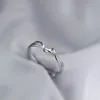 Cluster anneaux 925 Silver en argent sterling anneau ouvert géométrique pour les femmes ficelles de ficelle double conception de bijoux de bijoux