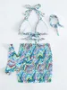 Swimwear pour femmes licou à quatre pièces Bikini Scarpe jupe Spaghetti Strap de maillot de bain plage Femme haute taille