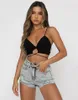 Tanks pour femmes Black Corset Top sexy Backless Spaghetti Spaghetti Crops Crops Fashion High Street 90s Y2K Aesthetic Summer Women Camisole Party