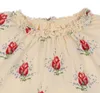 19 Jahre KS Spring Baby Girls Rosen drucken gekräuselte Kleid Anzüge Baumwollbluse Hosen Sets Kinderhemden Kinder Kleidung 240430