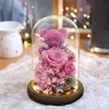 Eeuwige bewaarde bloemen Bearfresh Rose Mooie teddybeer in glas met LED gloeiende lichtgirlfriend Christmas Valentines cadeau 240418