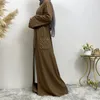 民族衣類ラマダンイスラム教徒の女性オープンフロントアバヤカーディガン着物マキシドレスローブガウンパールスイスラムドバイガウンカクテルパーティー