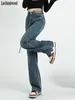 Jeans féminins Loribindwood 2024 printemps et été tout-correspondant à taille haute pantalon très mince des jambes minces féminines