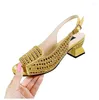Sandalen Chunky Mules Heels für Frauen Sommerschuhe 3cm Plattform SQAURE HELED BLING Shinestone Ladies Frau Frau