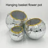 1 st Disco Ball Creative Round Round Flowerpot Hangende mand Plastic glazen spiegelplant Plant Pot Succulent Slivery 240430