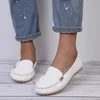Schoen Casual platte schoenen Leer Autumn Loafer Women Slips zachte ronde teen denim flats jeans plus size 240426
