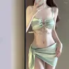 Kobietowe stroje kąpielowe żeńskie letnie seksowne zestawy 2024 Zebrane szczupłe bikini z talią projektową modę na plażę kostiuta kąpielowe Kobiety