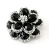 Crystal clair de couleur argentée et Bouquet de fleur de pierre noire broche Pin9340489