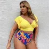 Swimwear pour femmes Plus taille bikini à volants hauts hauts ensembles sexy flouers