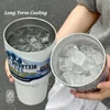 Magic Edelstahlstahl Freeze Thermos Tasse mit Stroheis Kaffeetränk Vakuum isoliertes Flaschenwagen Fahrt im Freien 240424