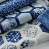 Tkanina granatowa czyste bawełniane ręcznie robione majsterkowicz niebieski dno chiński w stylu chiński kwiat rybny do szycia patchwork na pół metra D240503