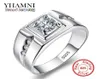 Yhamni Classic Men Zestaw Pierścień 6 mm 1 karat CZ Diamond Pierłogość zaręczynowa 925 Solidna srebrna obrączka dla mężczyzn biżuteria Whatle RJ29N4055929446747