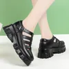 Lässige Schuhe Ciciyang Roman Sandalen Damen echte Leder 2024 Sommer Frauenausschnitt Schutz Zehenplattform Plus Größe 42 43 Schwarz