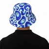 Berets Blue Evil Eye Bucket Hat voor unisex patroon vissershoeden casual visserijkappen zacht vouw Hawaii ontwerpzon