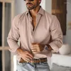 Men's Casual Shirts Vintage Button-up Lapel Thick Men Spring Solid Color Long Sleeve Shirt Male Fashion Loose Cardigan Tops