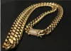 14 mm 1830 pouces pour hommes Cuban Miami Link Collier en acier inoxydable fermoir CLED Iced Out Gold Hip Hop Chain Collier5525449