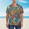 Chemises décontractées pour hommes Shirt Mandala Retro Mandala Elegant Diagonal Floral Cool Hawaiian Men de courte manche