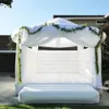 4,5 mlx4,5mwx3,5 mh (15x15x11,5ft) Full PVC White Wedding Bounce House Classic uppblåsbart bouncy Castle med Blower Mat Air Jumping Bouncer för Bridal Event Party