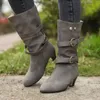 Buty seksowne czarne buty kolanowe kolanowy swobodny vintage retro koronki w połowie koronki, grube obcasy duże rozmiary