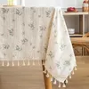 Tischtuch Stickerei Baumwolle Little Daisy Lilacs Blumen -Tischdecke Rechteckabdeckung für Küche Hochzeit Esszimmer Dekoration