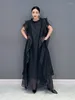 Casual Dresses XITAO Sleeveless Flounced Edge Dress Black Loose Fashion Simplicity Temperament Women O-neck Summer WLD20144