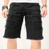 Streetwear Delessed Stapeled Spleiß Männer schlank gerade Jeans Shorts Sommer männlich solide Casu -Jean Fivepoint Hosen 240430