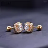 Bolzenohrringe 18K Rose/Weiß Gold plattiert Original insgesamt 2 Karat Diamond Test Past geschnitten d Farbe Moissanit Kissen für jugendliche Mädchen